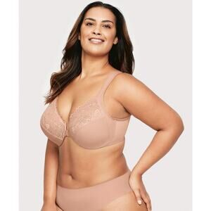 Glamorise Front-Closure WonderWire Bra tan nude sz 40D WL276